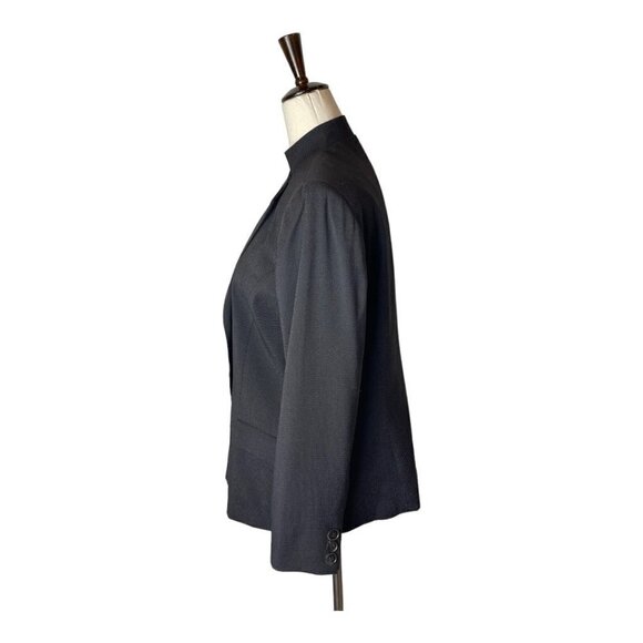 Lafayette 148 New York Black Wool Blend Micro Dot‎ Mandarin Collar Blazer 12P - Picture 7 of 12